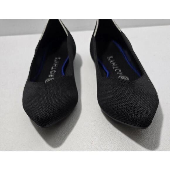 Rothy's The Point Women's Flats Black Solid White Trim Casual Formal Work Shoes - Picture 4 of 10